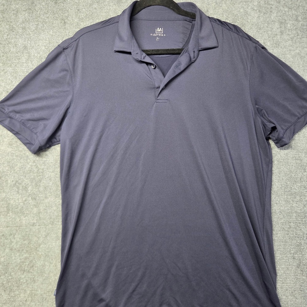 Mizzen+Main Mens Performance Polo Shirt Navy Blue Short Sleeve 1KS-0979 XL
